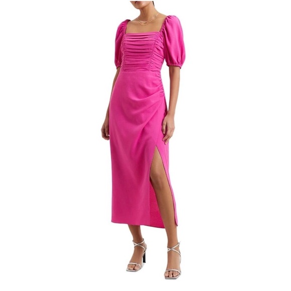 French Connection Pink Afina Inu Satin Midi Dress - Picture 2 of 6
